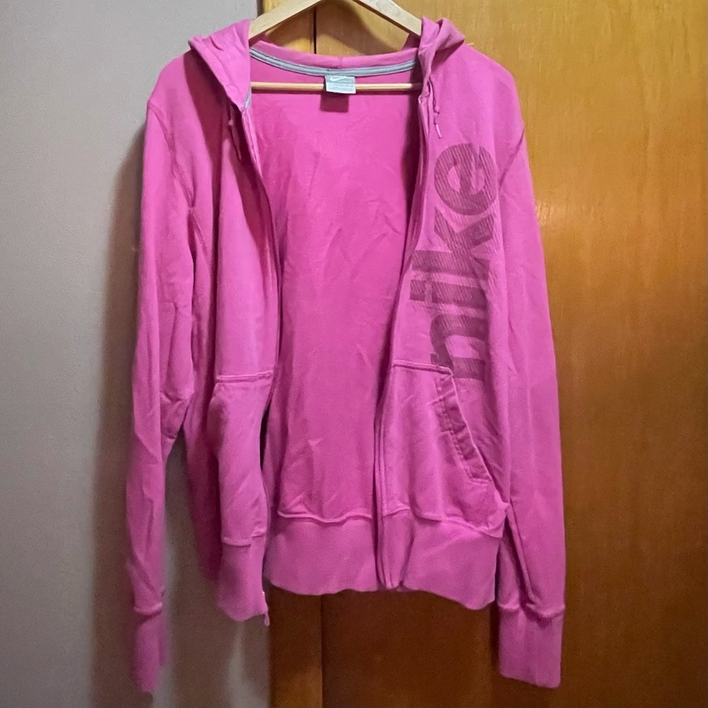 Nike Dri-FIT Pink Zip Up Hoodie Jacket Womens Large Sporty Y2K Activewear - Picture 4 of 12